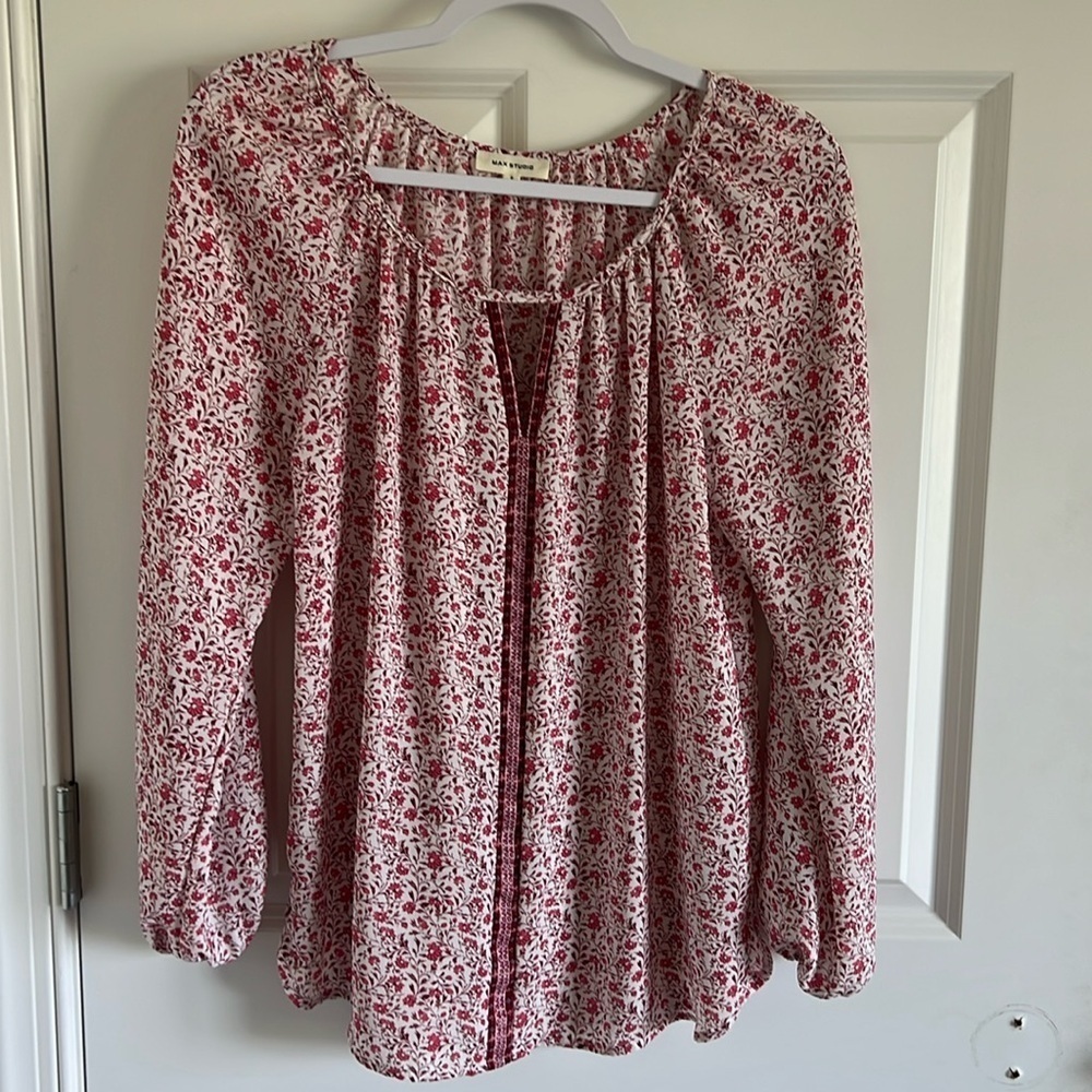 Max Studio Size Small Pink Floral Blouse Oversized